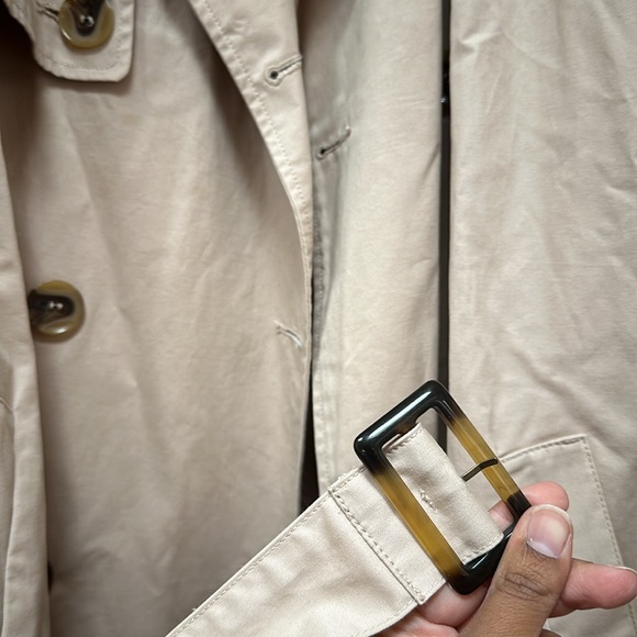 H&M Long Trench Cotton Twill Coat Size Large - Picture 6 of 12